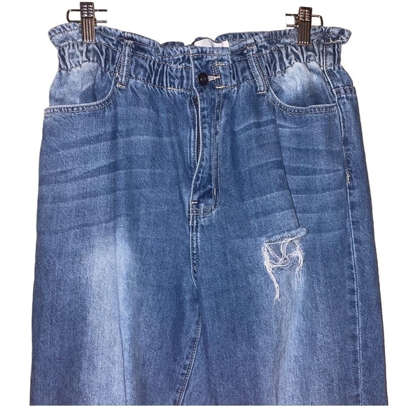 KANCAN Paperbag Boyfriend Jean Ultra High Rise Distressed Blue RX10652 Size 9/28 - Picture 4 of 14